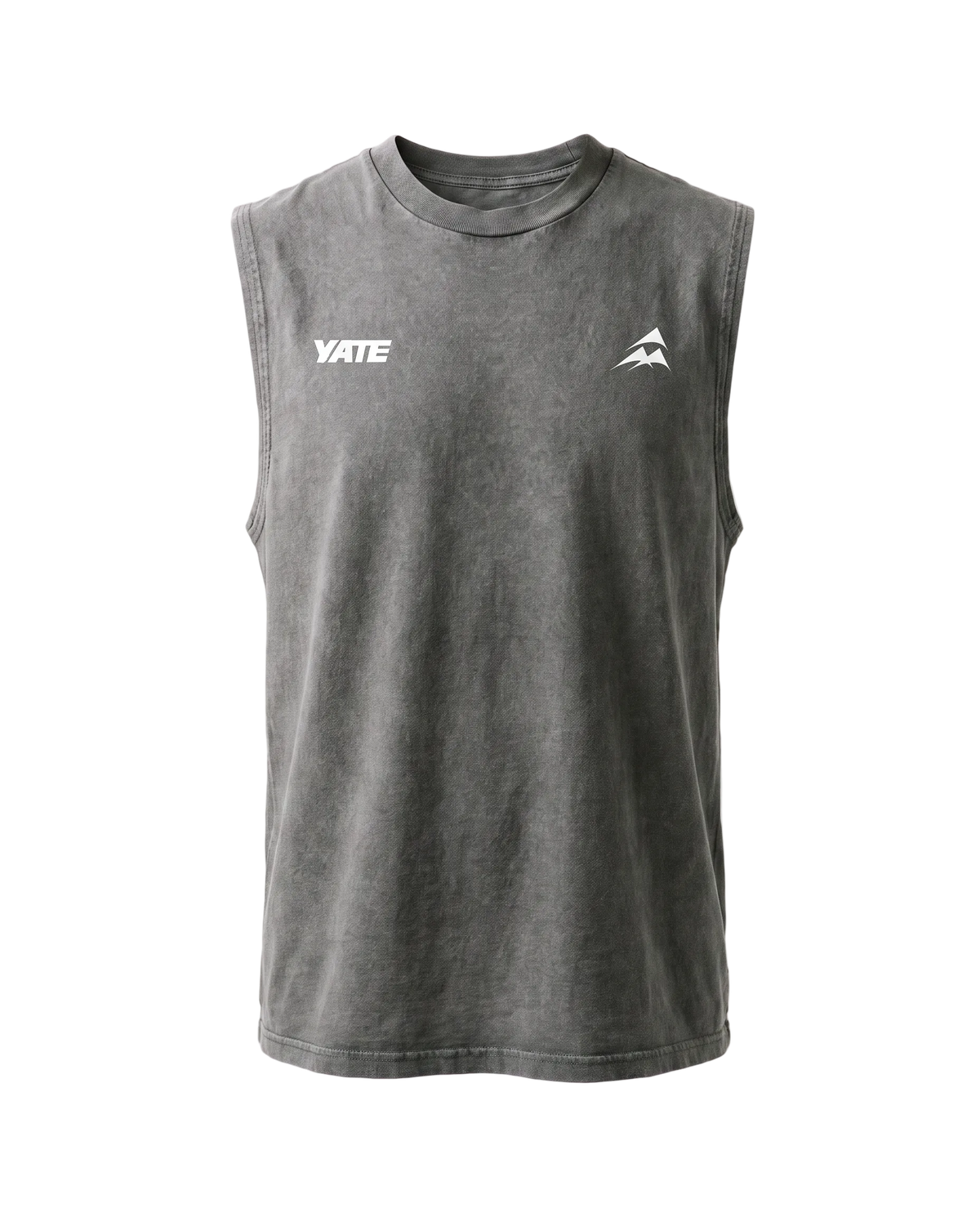 YATE Origin Hybrid Tank-Top in grey, front view — lightweight tank-top for gym, everyday wear and hybrid training.