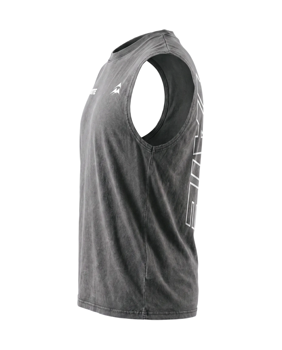 YATE Origin Hybrid Tank-Top in grey, right side view showing the fit and armhole cut.
