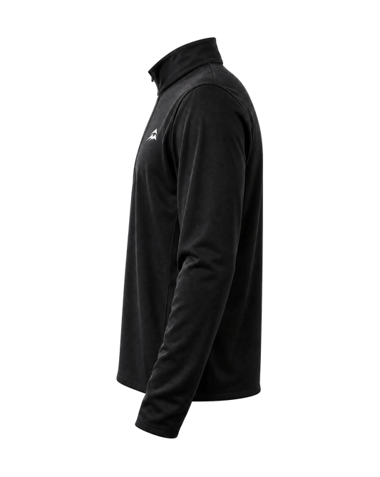 YATE Origin Performance Quarter Zip, left side view showing the quarter-zip collar and fit.