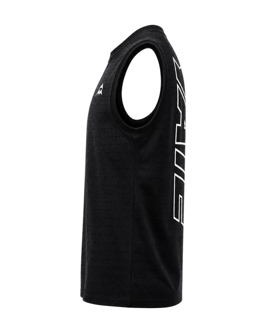 YATE Origin Performance Tank-Top, left side view showing the tapered fit and armhole cut.